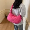 sac cartable froncé pour femmes, sac à bandoulière plissé de couleur unie, sangle réglable, sac à bandoulière simple, sac de rencontre pour filles