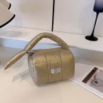 Sac matelassé à grille plissée en Nylon, organisateur de cosmétiques portatif léger, grande capacité, pochette fourre-tout gonflée anti-éclaboussures d&rsquo;eau