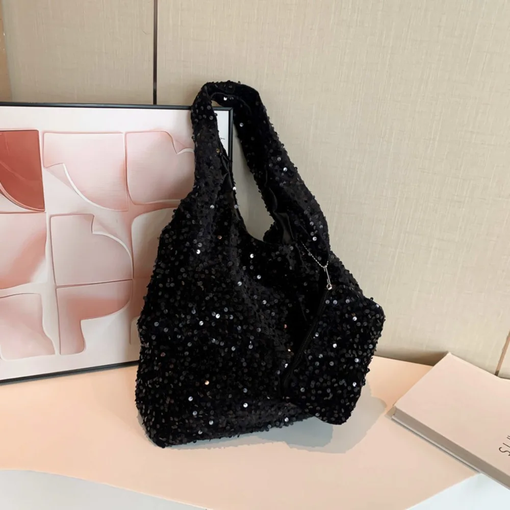 sac fourre tout pour femmes, sac à bandoulière à paillettes, sac hobo tendance de luxe de styliste, sac à main ample sous les bras pour le travail, les voyages et le shopping