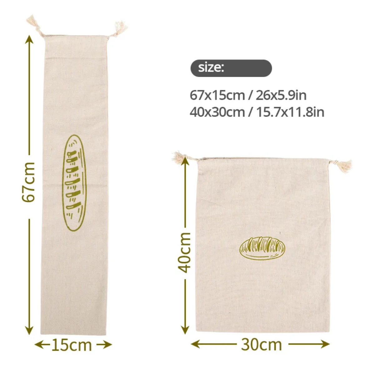 sacs à pain en lin, sac à cordon réutilisable pour pain, sac de rangement de pain artisanal fait maison, sacs à pain en lin pour baguette