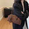 sac boston en daim de luxe pour femmes, sac à bandoulière de grande capacité, sac à main élégant pour le travail et les déplacements, nouvelle collection 2025