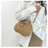 sac en rotin tissé en paille pour femmes, élégant, mode, sac en rotin, corde de paille, sac à bandoulière, sac de plage