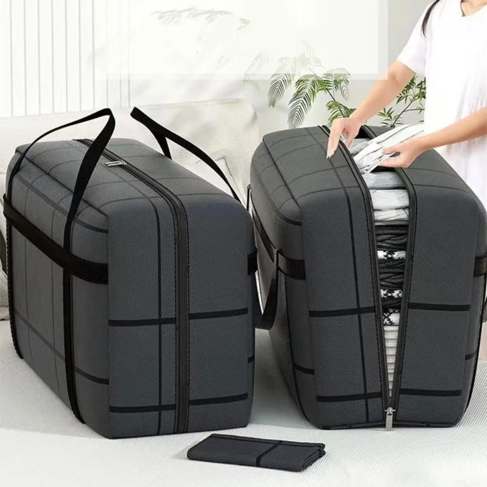 sac de rangement pour vêtements épais, sac polochon de grande capacité à double fermeture éclair, poignée renforcée, sac de rangement pour couette pliante, camping