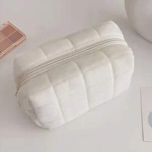 Trousse à cosmétiques minimaliste chic, grand organisateur de maquillage bohème pour voyage et maison, cadeau pour femme.