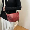 sac de selle design sac à main solide en cuir pu sac de messager femmes petit sac à bandoulière demi cercle avec sac à bandoulière à poignée courte