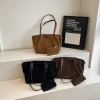 sac à main hobos de luxe en faux daim pour femme, accessoire solide, de haute qualité, simple et polyvalent, à la mode, nouveau style, tendance, 2024