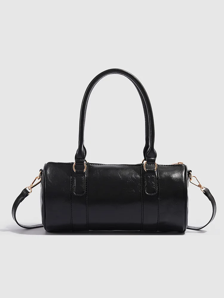 sac à main rétro pour femmes, sac à pain français de banlieue, sac à bandoulière boston bowling, sac cylindrique moyen de style frais et doux, 2025