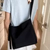 ins style – sac fourre tout carré de couleur unie, sac à bandoulière polyvalent en toile de grande capacité, sacs à main de loisirs élégants pour femmes