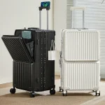 Valise à ouverture avant 2025, nouvelle grande capacité, bagages à cadre en aluminium de 20/30 pouces avec porte-gobelet USB, sac pour ordinateur portable, valises de voyage