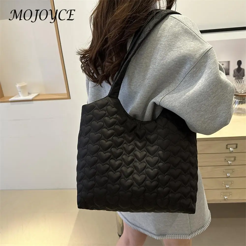 sac fourre tout à motif cœur pour femme, sac sous les bras, sac cartable solide, grande capacité, travail, voyage