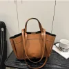 sac fourre tout pour femmes, sac sous les bras, grande capacité, sacs à bandoulière en cuir pu, sac à bandoulière vintage solide, porte documents tendance avec bourse