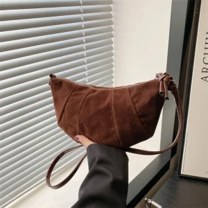 Sac à bandoulière Chic en Croissant, petit paquet marron mat, sac à boulettes en PU, Style coréen, couleur unie pour filles