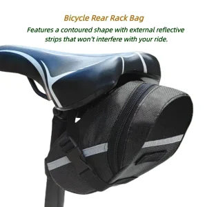 Sac de selle de vélo anti-éclaboussures |   Convient aux vélos de route, VTT et de gravier |   Pack sous-assise réfléchissant avec clip rapide