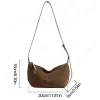 sac à main en daim avec sangle réglable pour femme, bandoulière hobo, multi poches, croissant, fermeture Éclair, travail, voyage