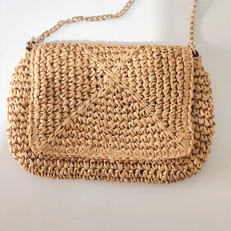 sac en paille tissé pour femmes, sac messager, facile à porter, portable, petit, carré, nouvelle mode, 2022