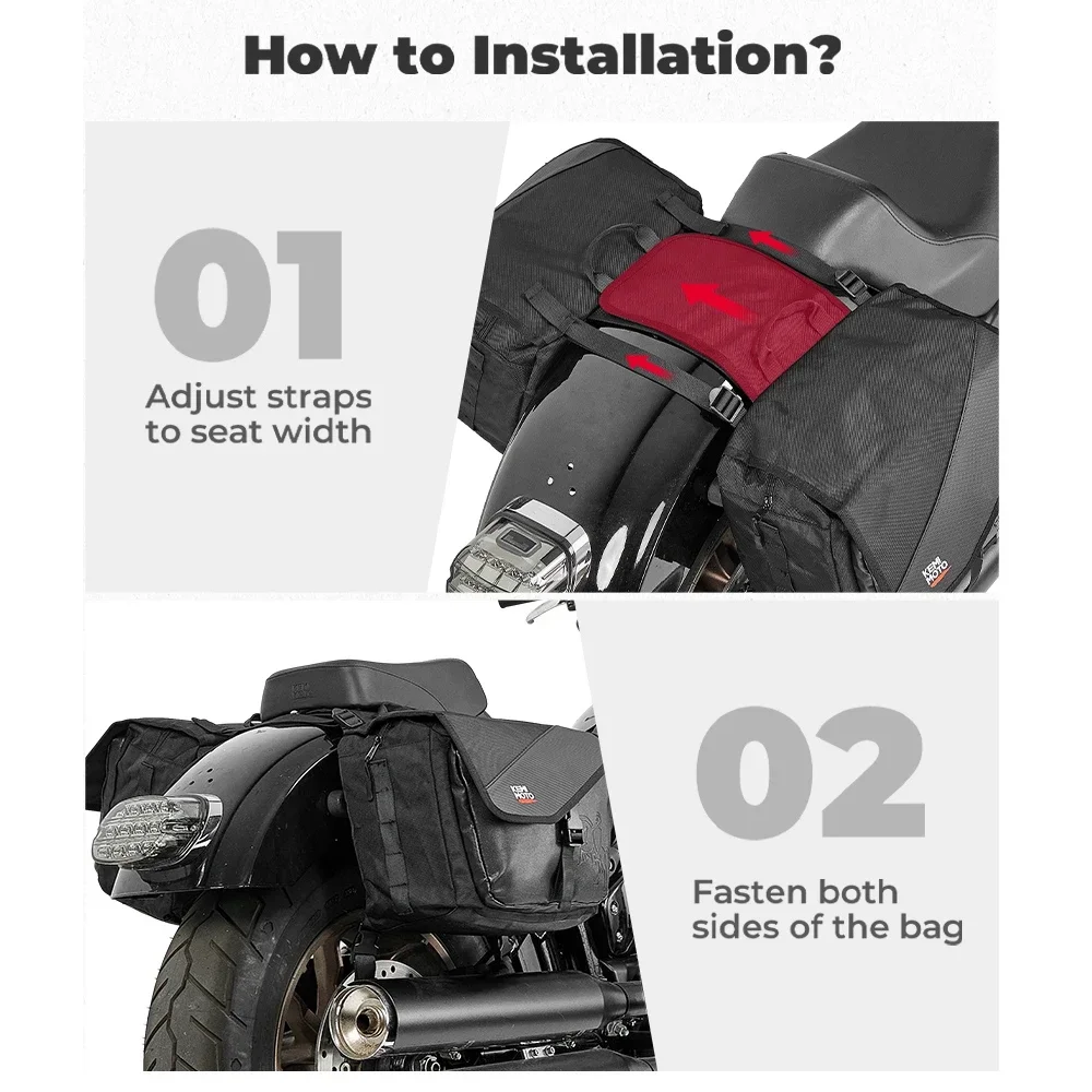 sacoches de moto 40l, sacoches latérales avec housse de pluie universelles pour sportster softail, sacs d'accessoires de moto