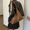 sac à main marron en cuir souple pour femme, sac à main de grande capacité, fourre tout décontracté pour femme, sac à main initié, mode de luxe