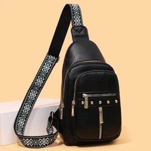 Cartable multicouche à la mode pour femmes |   bandoulière réglable, fermeture à glissière, sac de poitrine multifonctionnel de style urbain