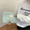 Sac de lavage matelassé pour femmes, pochettes de voyage à carreaux de couleur contrastée, pochettes de rangement portables, pochettes d&rsquo;outils de maquillage, sac de maman