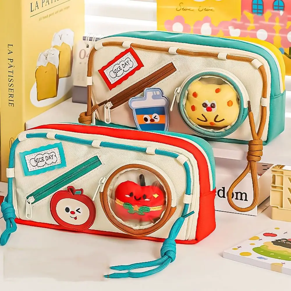 trousse à crayons à hamburger de grande capacité, esthétique, aliments délicieux, étuis scolaires, pochette multifonctionnelle, sac kawaii, boîte de rangement