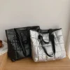 nouvelle mode grand fourre tout rembourré sacs à main automne matelassé femmes sacs à bandoulière de luxe pu vers le bas fil de coton sac à bandoulière sac d'hiver
