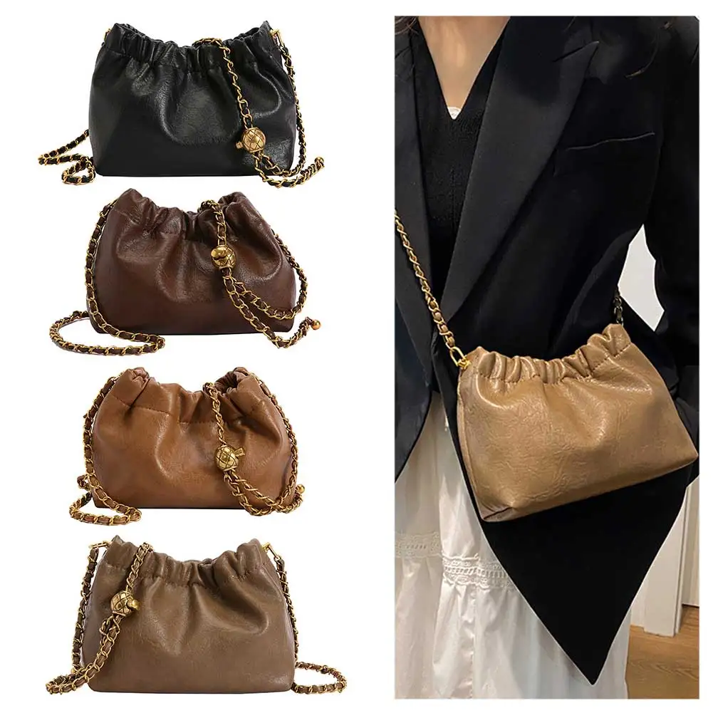 sac fourre tout à bandoulière en cuir pu pour femme, sac hobo plissé, sacoche polyvalente, sac à bandoulière, sac à main pour fille