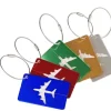 Étiquette de bagage de voyage en alliage d'aluminium, étiquette de valise, avion avec nom, anti perte, accessoires de voyage de couleur unie