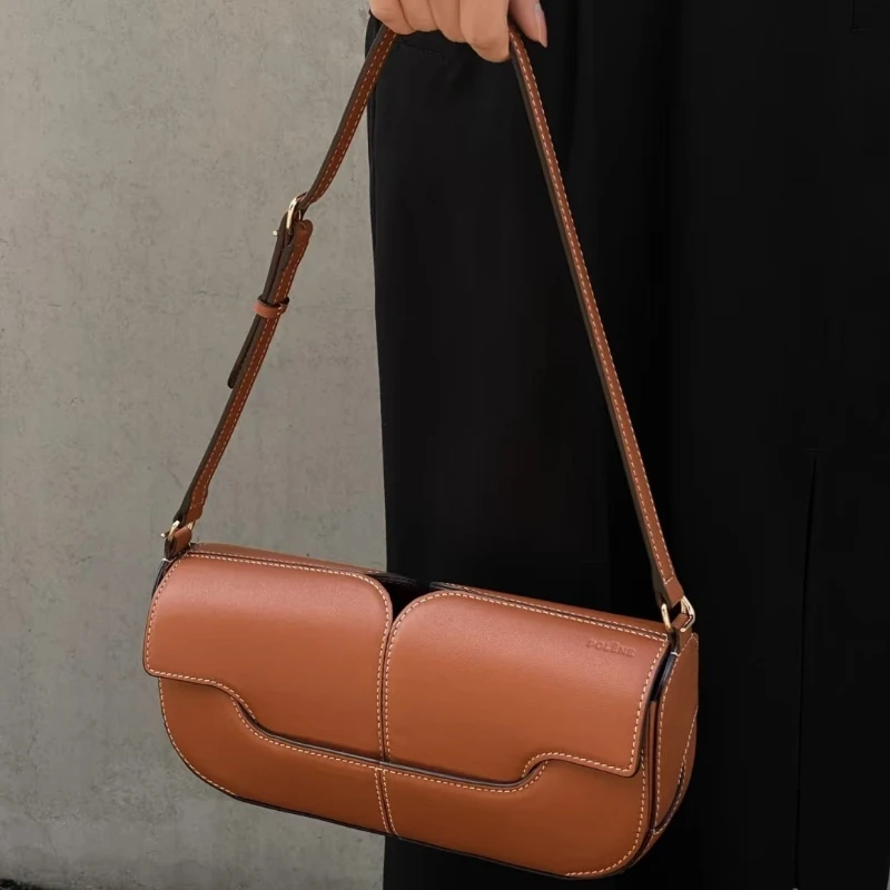 sac à bandoulière baguette en cuir véritable pour femmes, sac à main sous les bras, petit sac carré, nouvelle mode