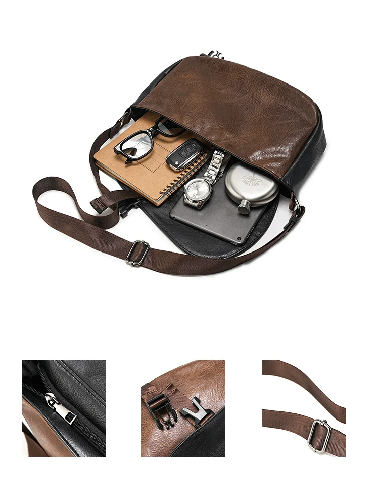 petits cartables rétro tendance pour hommes, sacs à bandoulière polyvalents pour les déplacements, nouveaux sacs de facteur à la mode pour garçons cool