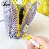Sac cosmétique carré en maille, sac de rangement polyvalent pour articles divers, sac de rangement cosmétique carré Portable avec fermeture éclair