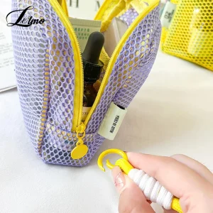 Sac cosmétique carré en maille, sac de rangement polyvalent pour articles divers, sac de rangement cosmétique carré Portable avec fermeture éclair