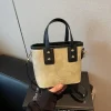 petit sac à bandoulière carré pour femmes, sac seau polyvalent tendance, sac à main couleur bloquée