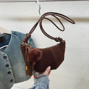 2025 nouveau sac croissant mat moka pour femmes, sac à main à bandoulière Hobo Vintage, sac à bandoulière marron doux, texturé et polyvalent 2025 nouveau sac croissant mat moka pour femmes, sac à main à bandoulière Hobo Vintage, sac à bandoulière marron doux, texturé et polyvalent 