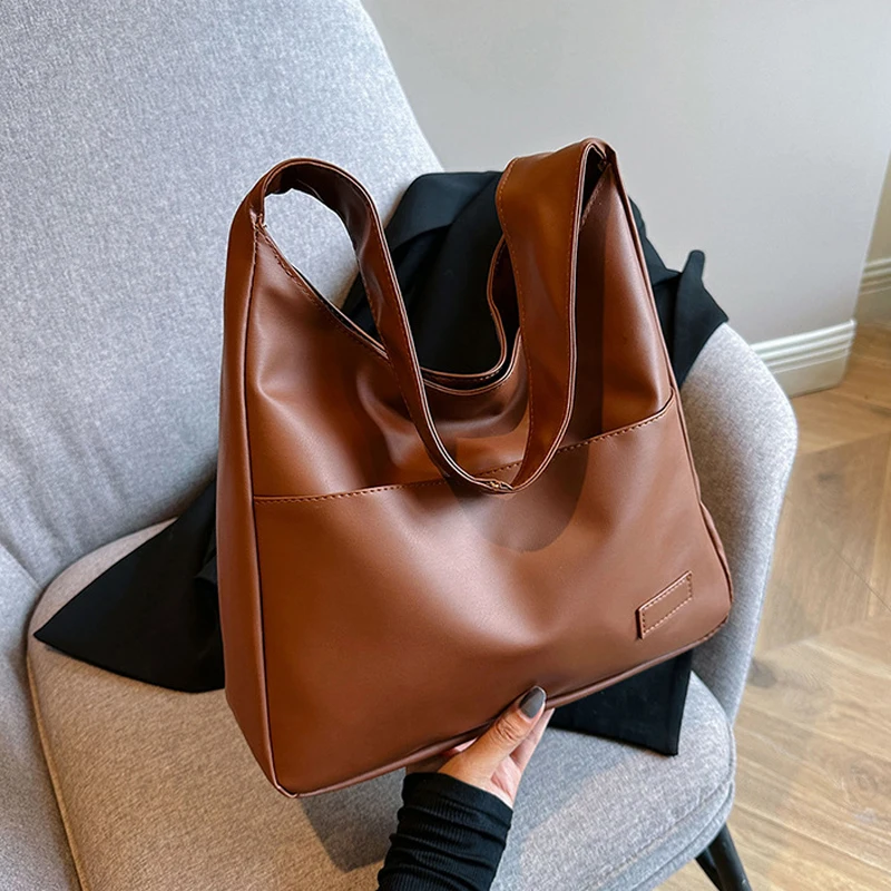 sac hobo vintage pour femmes, seau tendance, sac à bandoulière solide en pu, fourre tout rétro de grande capacité, sac à main souple sous les bras pour rencontres quotidiennes, nouvelle collection