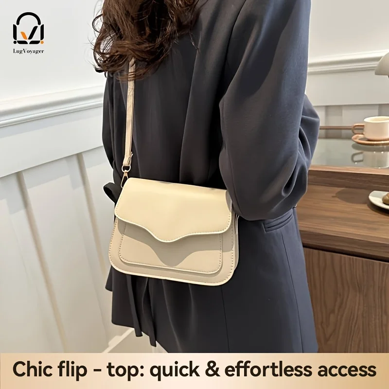 mini sac de selle carré chic pour femmes, couleur unie, sac à bandoulière en cuir synthétique, fermeture à boucle, petit sac carré polyvalent