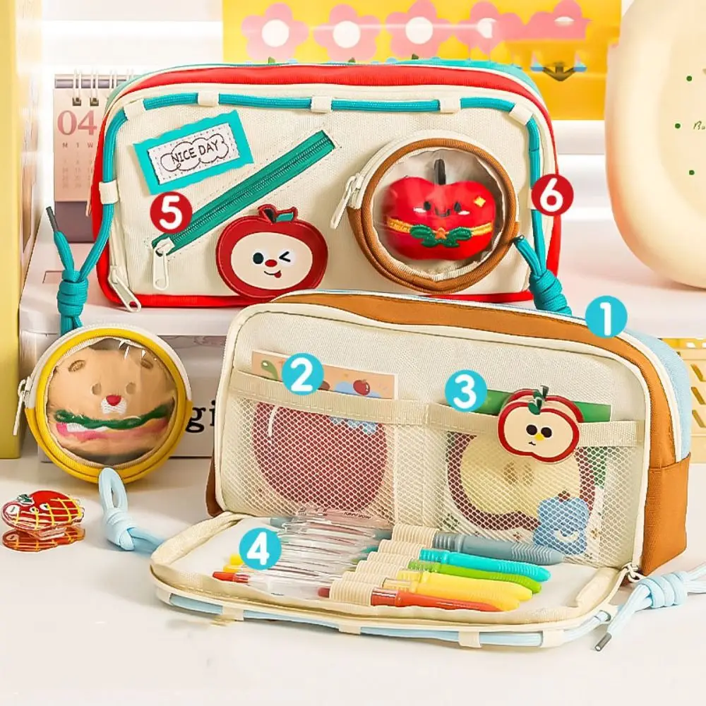 trousse à crayons à hamburger de grande capacité, esthétique, aliments délicieux, étuis scolaires, pochette multifonctionnelle, sac kawaii, boîte de rangement