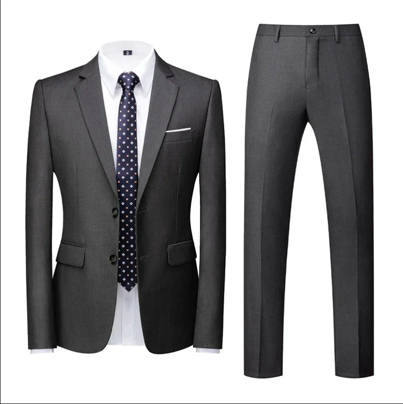 costume 6xl (blazer + pantalon), mode business décontracté, coupe cintrée pour homme de mariage, couleur unie, costume formel pour entretien professionnel complet