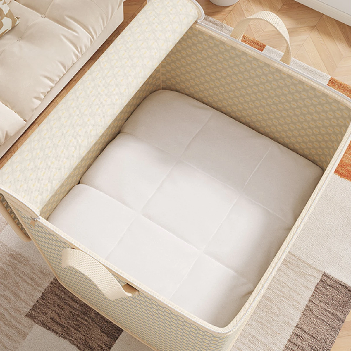 sac de rangement de couette avec poignée, sacs de tri de couverture de couette de grande capacité, organisateur de vêtements étanche et anti poussière, sac mobile