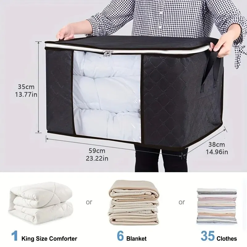 sac de rangement de couette en tissu non tissé 1 pièce, sac de rangement de vêtements de grande capacité étanche et résistant à l'humidité, sac de finition de couette, h