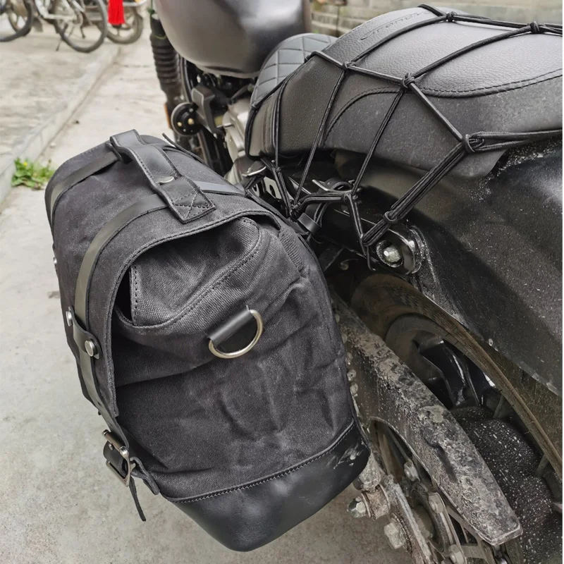 Sac de bagage étanche pour moto, sacoche de dégager de vélo, sacoche arrière rétro vintage pour Hurbike, toile cirée, sacoche latérale pour homme Sac de bagage étanche pour moto, sacoche de dégager de vélo, sacoche arrière rétro vintage pour Hurbike, toile cirée, sacoche latérale pour homme
