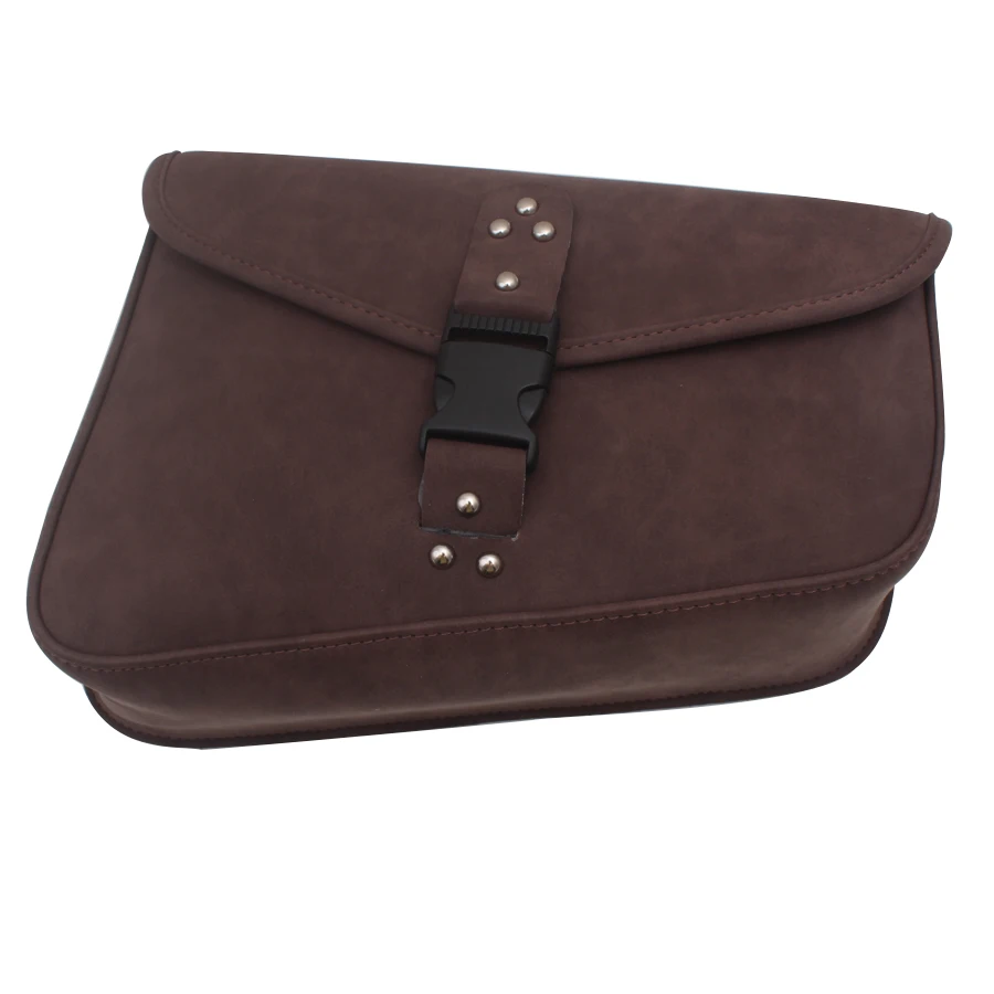 sac de selle en cuir marron pour moto, sac à outils latéral pour bagages, universak adapté pour honda yamaha suzuki harley sportster xl 883 xl1200