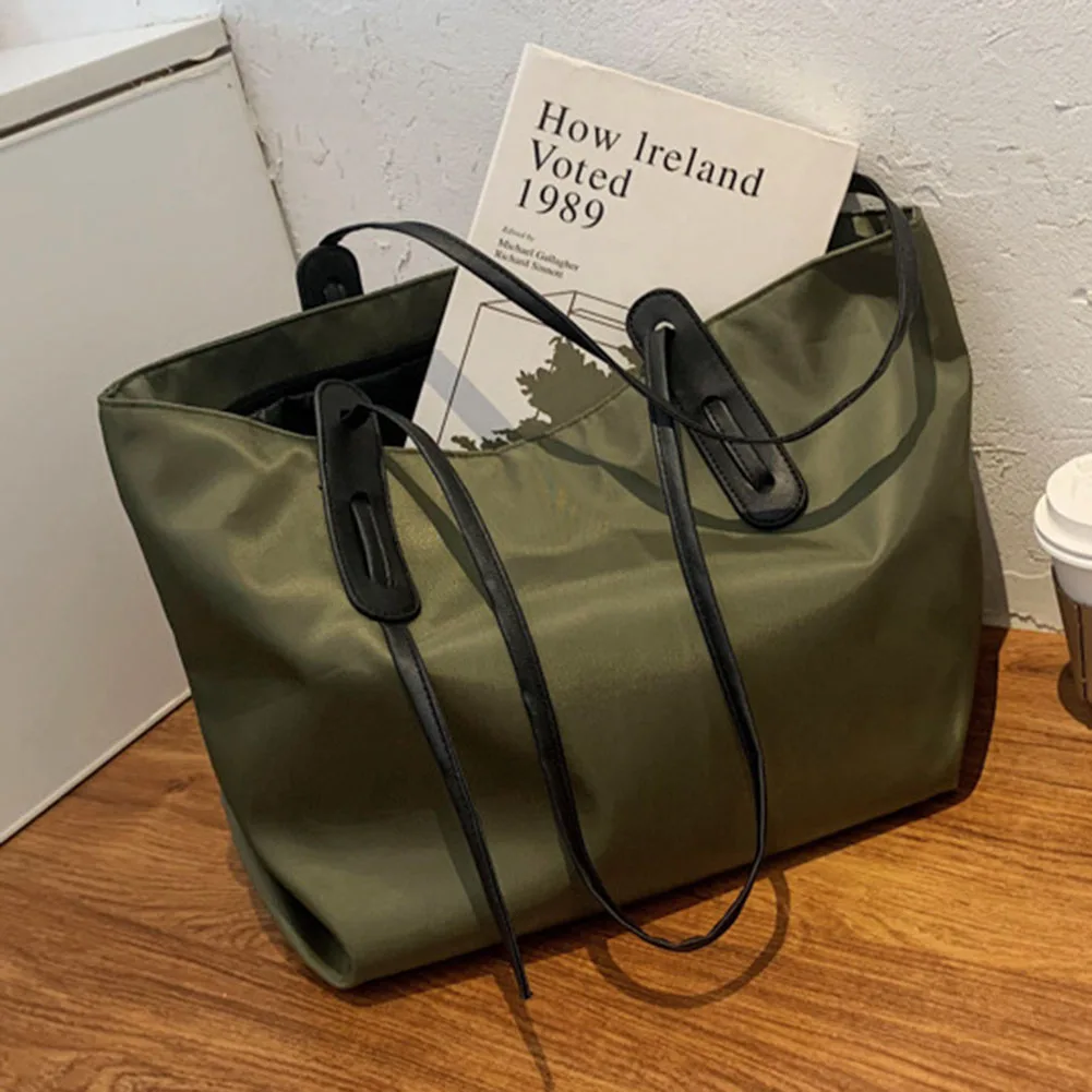 Sac à main pour femmes en Nylon grande capacité sac sous les bras avec fermeture éclair sacoche sac à main couleur unie pour le travail voyage Shopping Shopper sac Sac à main pour femmes en Nylon grande capacité sac sous les bras avec fermeture éclair sacoche sac à main couleur unie pour le travail voyage Shopping Shopper sac