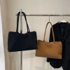 sac à bandoulière pour femmes et hommes avec poche intérieure, sac à main rétro en daim de couleur unie, sac sous les bras, sacoche de travail et de voyage