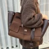 sac fourre tout en cuir mat pour femmes, marque b, même style, automne/hiver, sac de banlieue haut de gamme, grande capacité, fourre tout à bandoulière simple