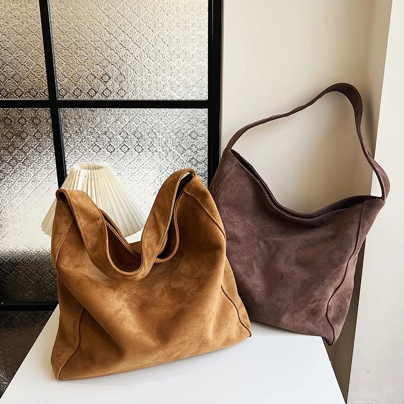 sacs hobo minimalistes en daim en plusieurs couleurs, fourre tout décontracté de grande capacité pour une utilisation quotidienne et en voyage pour femmes