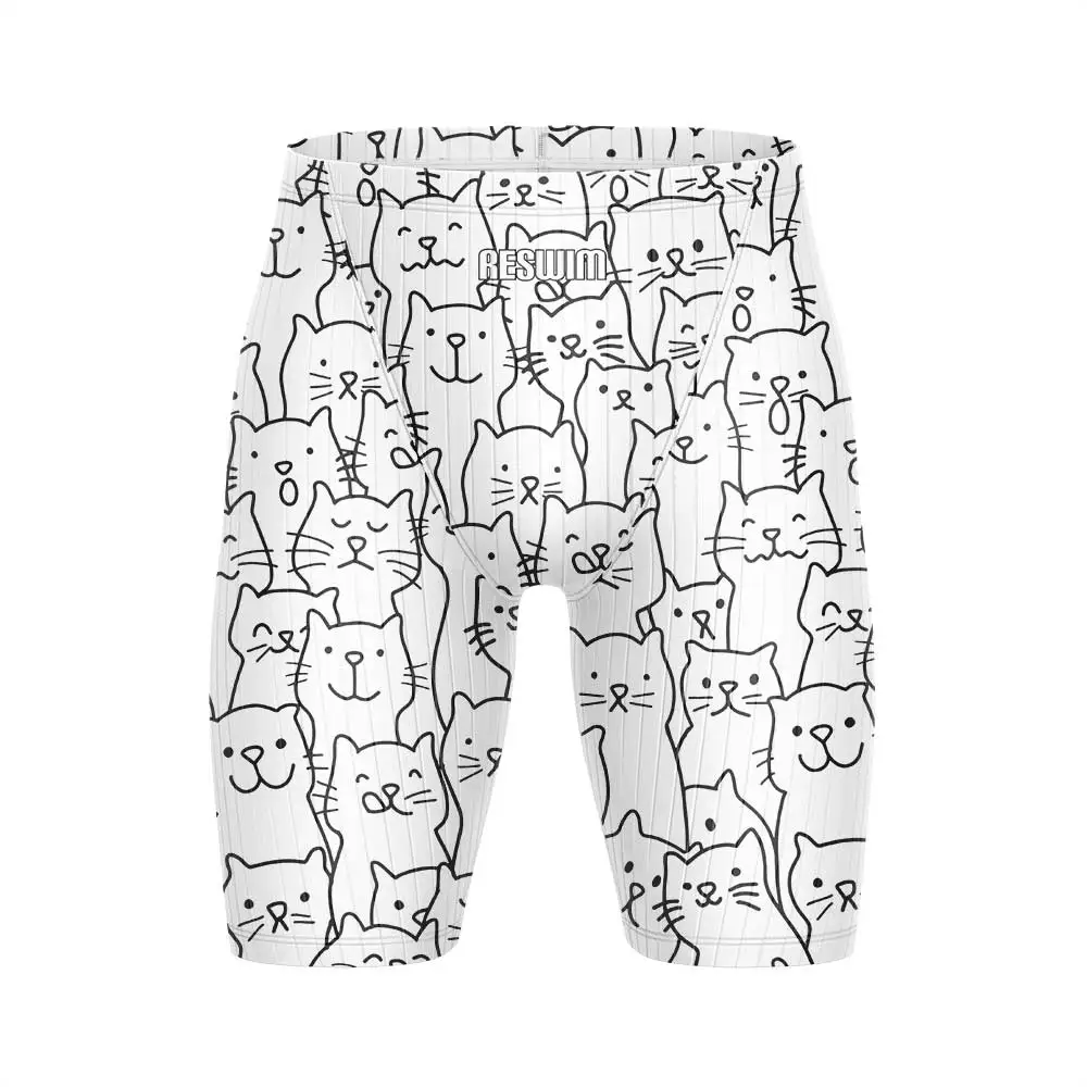 short de bain imprimé chats d'été pour homme, maillot de bain d'entraînement athlétique de dessin animé, pantalon de surf et de plongée