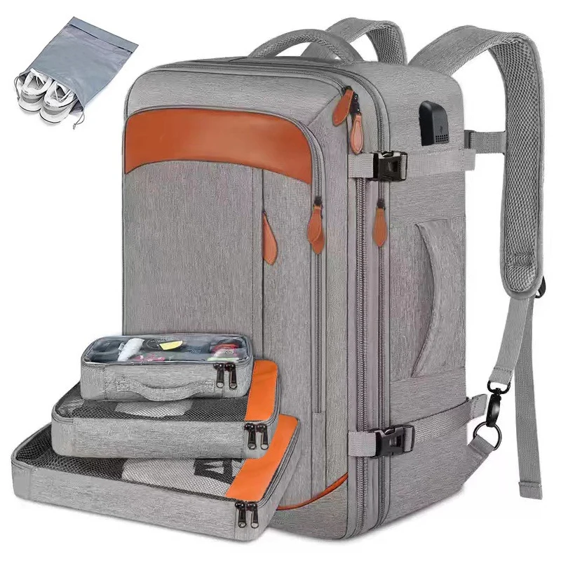 Grande valise extensible de voyage de grande capacité sacs à dos avec 4 Cubes d’emballage sac à dos de bagage résistant à l’eau Mochila Grande valise extensible de voyage de grande capacité sacs à dos avec 4 Cubes d’emballage sac à dos de bagage résistant à l’eau Mochila
