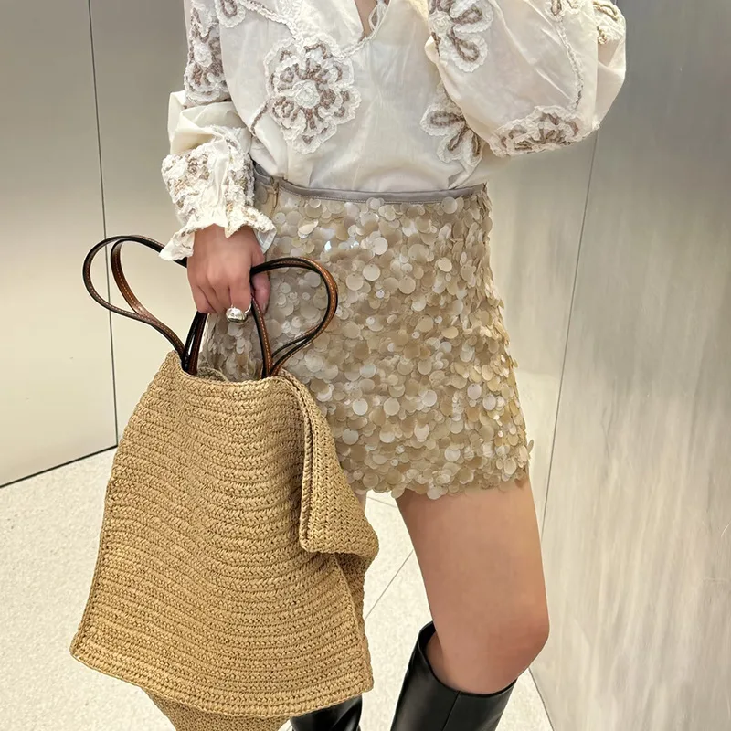 sacs à main tissés à la main pour femmes, sac de plage d'été, grands sacs à main de shopping, fourre tout en paille de grande capacité de styliste, 2025