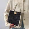 sac à main en chanvre de luxe pour femmes, fourre tout tendance de style bento, sac à main esthétique pour le travail et les événements serrés