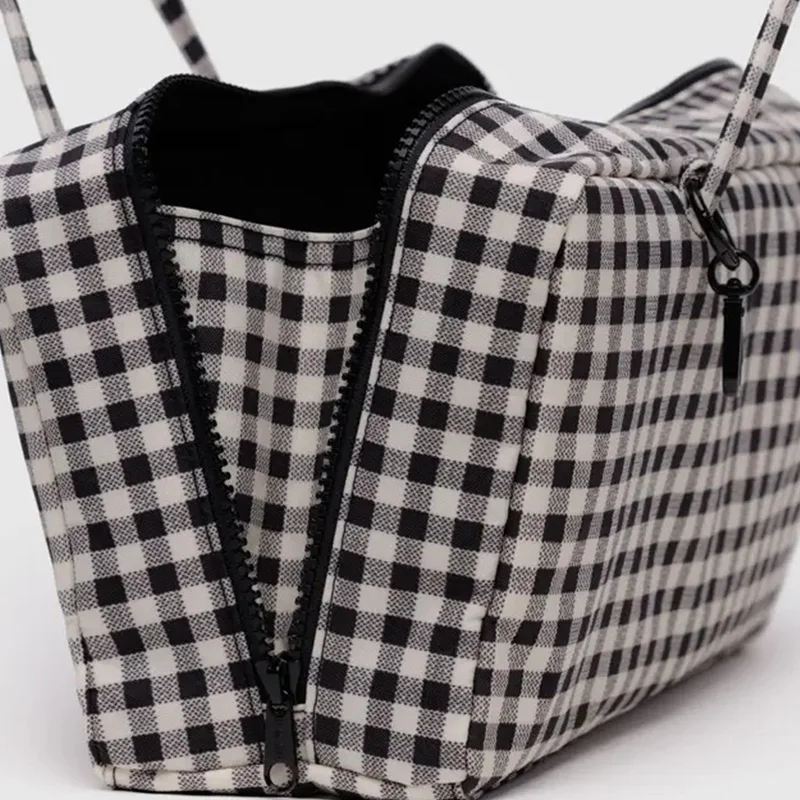 sac à bandoulière carré simple de grande capacité, sac à main en nylon à carreaux, sac de voyage en toile durable, sac de rangement à usage quotidien